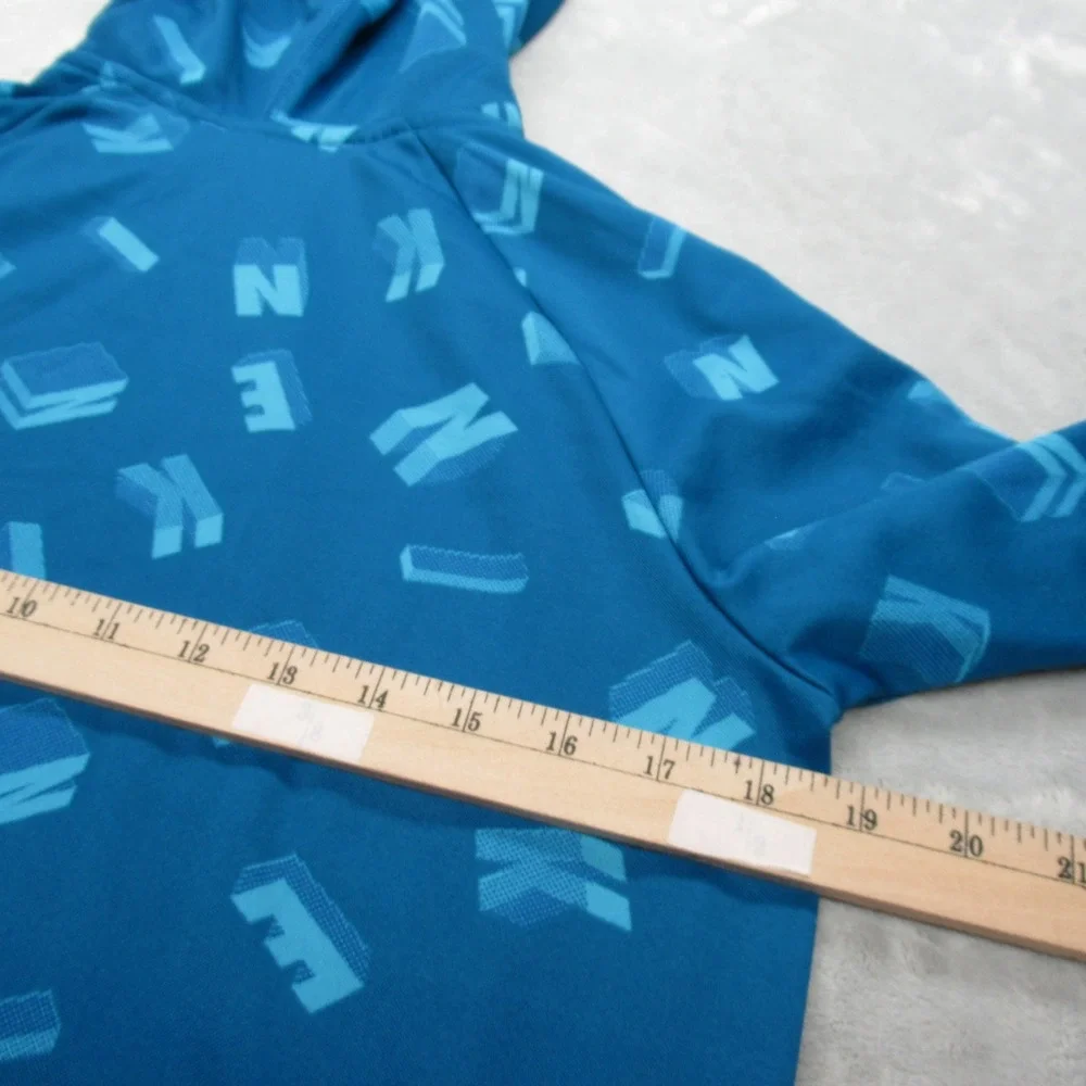 Nike Therma-FIT Hoodie Youth‎ XL Sea Blue Center Swoosh Pullover Sweatshirt AOP